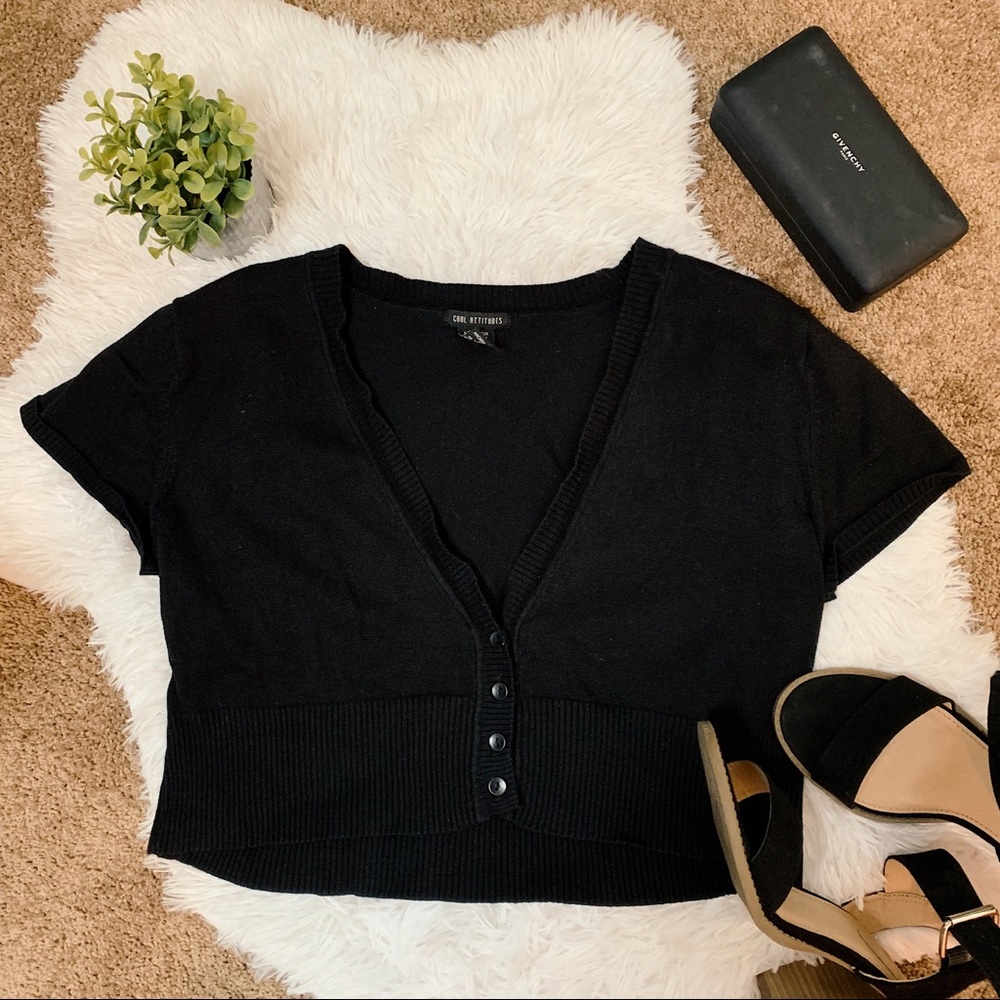 Cropped button-up sweater